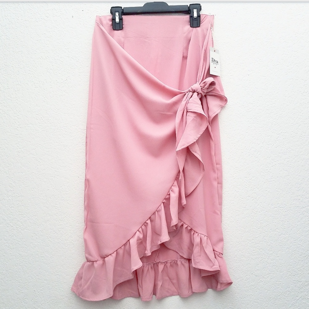 NWT Blush Pink Ruffle Wrap Skirt